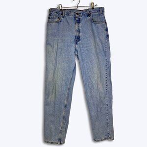 VTG Levi’s 540 Jeans Mens 38x32* Blue Denim Relaxed Straight Leg Blank Brown Tab